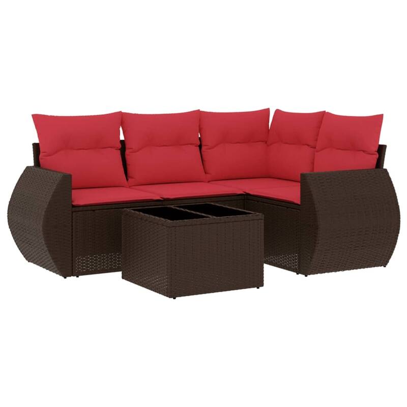 vidaXL Patio Sofa Set with Cushions Outdoor Conversation Furniture Poly Rattan - 24.4 x 24.4 x 27.2