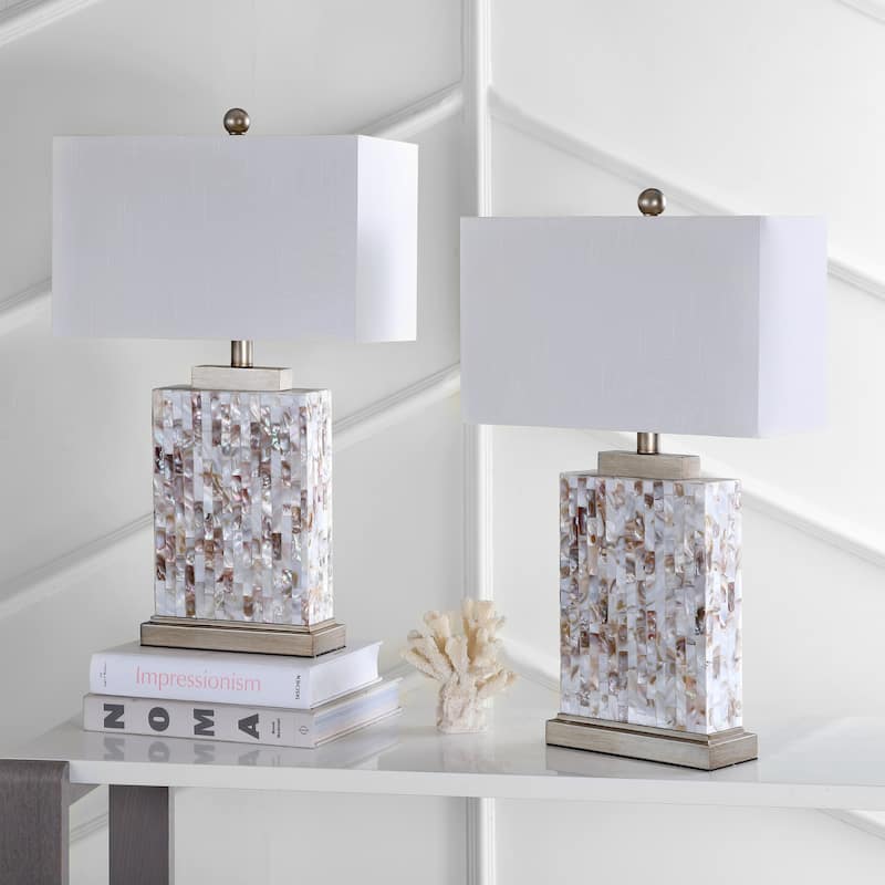SAFAVIEH Lighting 25-inch Tory Sea Shell Table Lamp (Set of 2) - 15"x8"x24.5"