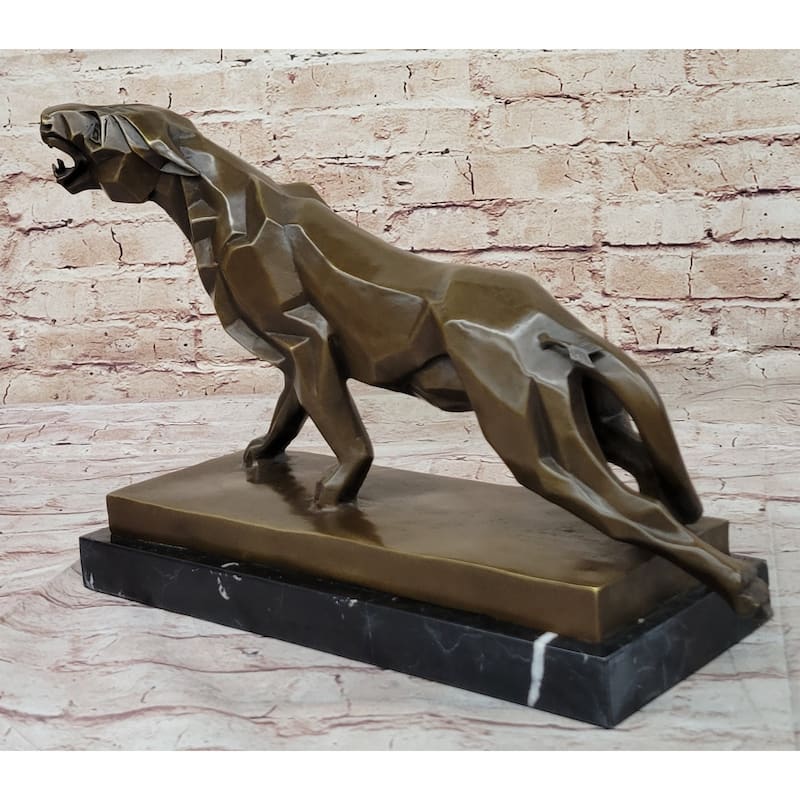 Henry Moore Modern Art Abstract Jaguar Panther Cougar Imitative Lion Bronze Sculpture