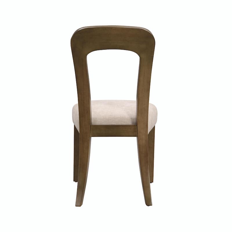 Set of 2 Fabric Upholstered Dining Chairs with Solid Rubber Wood Legs