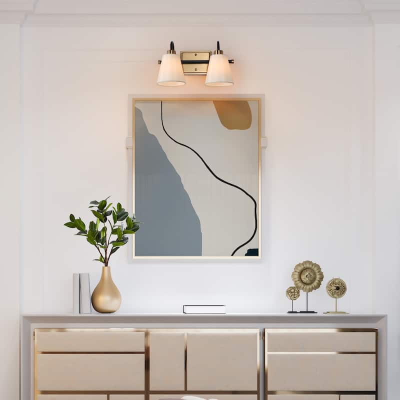 Barr Mid-century Modern 4-Light Bathroom Vanity Light Fabric Wall Sconce