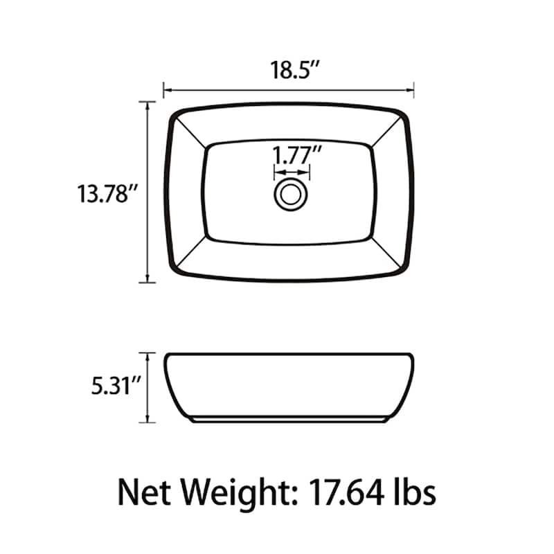 Sinber White Ceramic Countertop Bathroom Vanity Vessel Sink