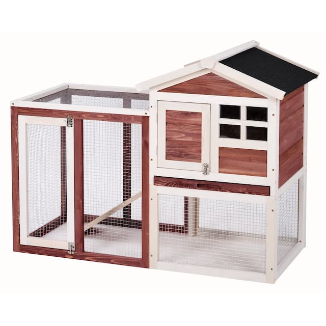 Siavonce Wooden Rabbit Cage Hutch Poultry Pet Cage - 48.4"L X 24.8"D X 35.8"H