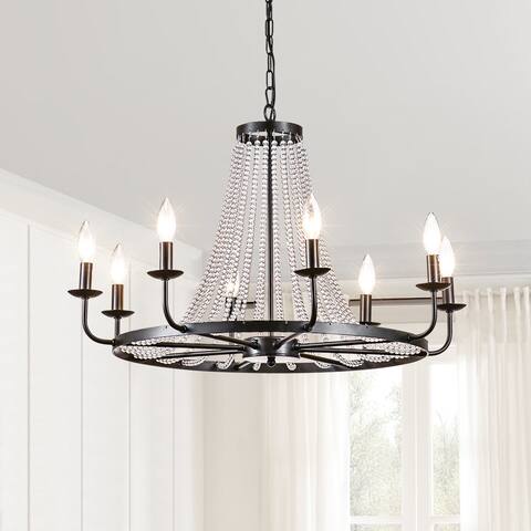 Maxax 8 - Light Candle Style Wagon Wheel Chandelier