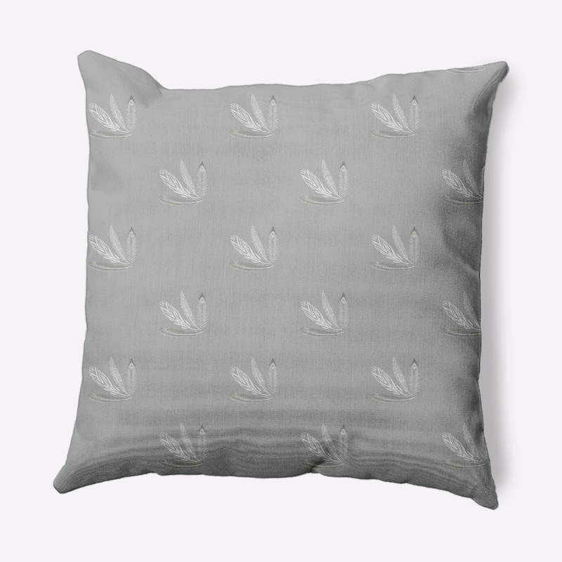 Feather Pattern Decorative Throw Pillow - Grey - 18" x 18"