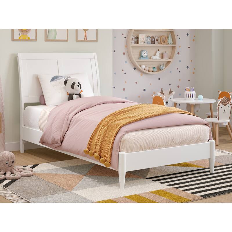 Valencia Solid Wood Low Profile Sleigh Platform Bed - White - Twin