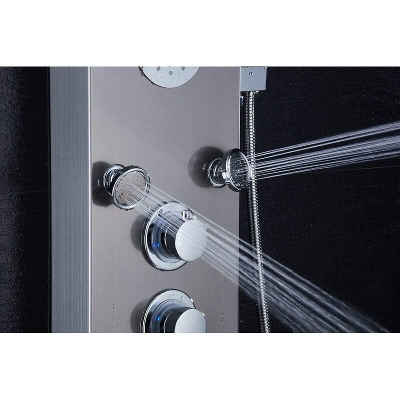 52 in. LED Shower Panel Tower System and Tub Spout in Brushed Nickel