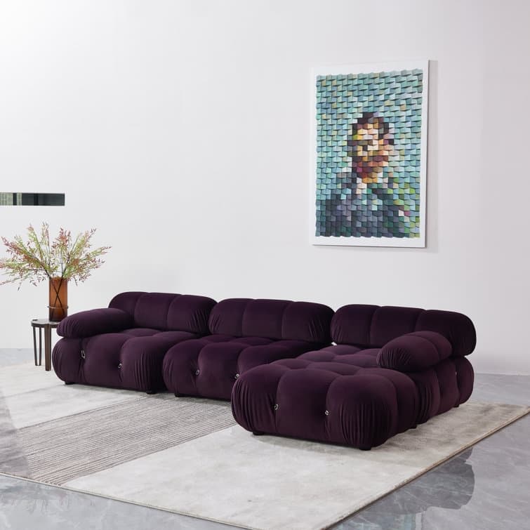 Daimion 4 Pieces Upholstered Sectional - Purple Velvet