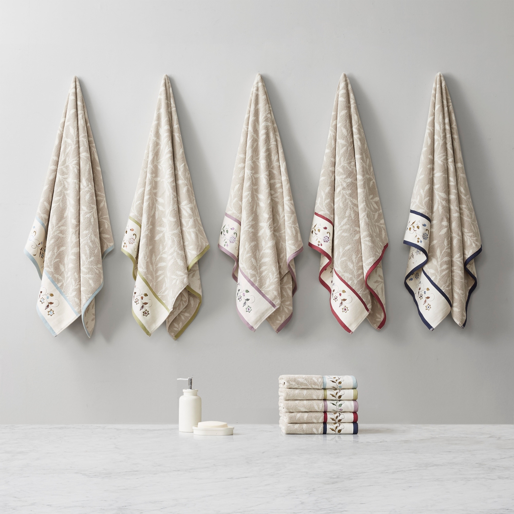 Madison Park Raheem Serene Embroidered Cotton Jacquard 6-piece Towel Set
