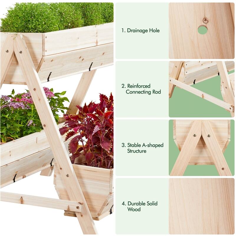 Yaheetech Wooden Raised Garden Bed for Flowers Vegetables Herbs