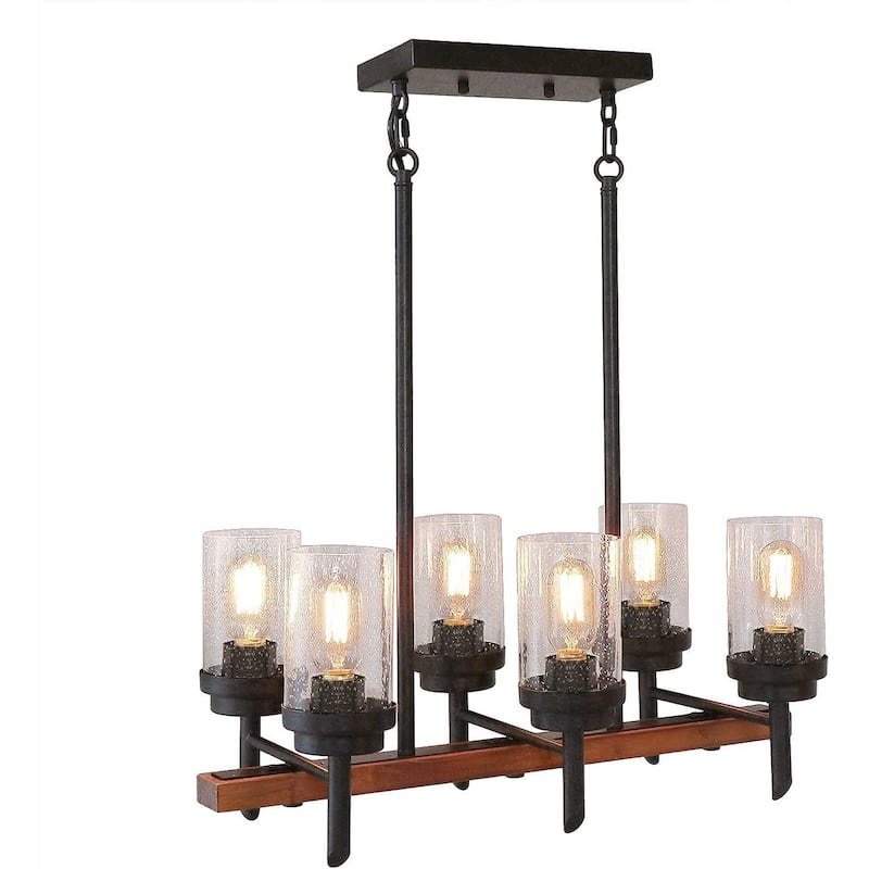 24 Inch Wide Wood Farmhouse Dinning Table Rustic Chandelier Light, Industrial Vintage Pendant Kitchen Island Lamp - N/A