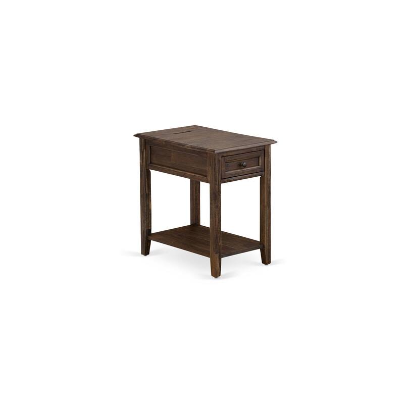 East West Furniture Denison Night Stand - Rectangle Modern End Table with a Drawer for Bedroom, 24x19 Inch, (Finish Options)