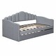 preview thumbnail 17 of 35, Elegant design,Twin size Upholstered Daybed with Trundle ,Velvet Sofabed with USB Charging Ports,No Box-spring Needed