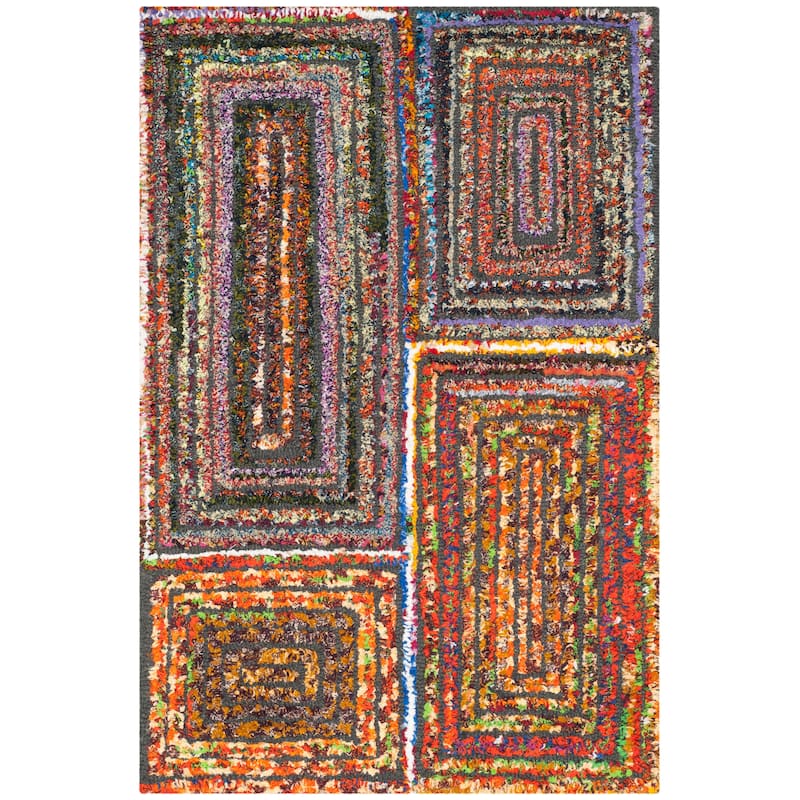 SAFAVIEH Handmade Nantucket Marieka Contemporary Cotton Rug - 2' x 3' - Charcoal