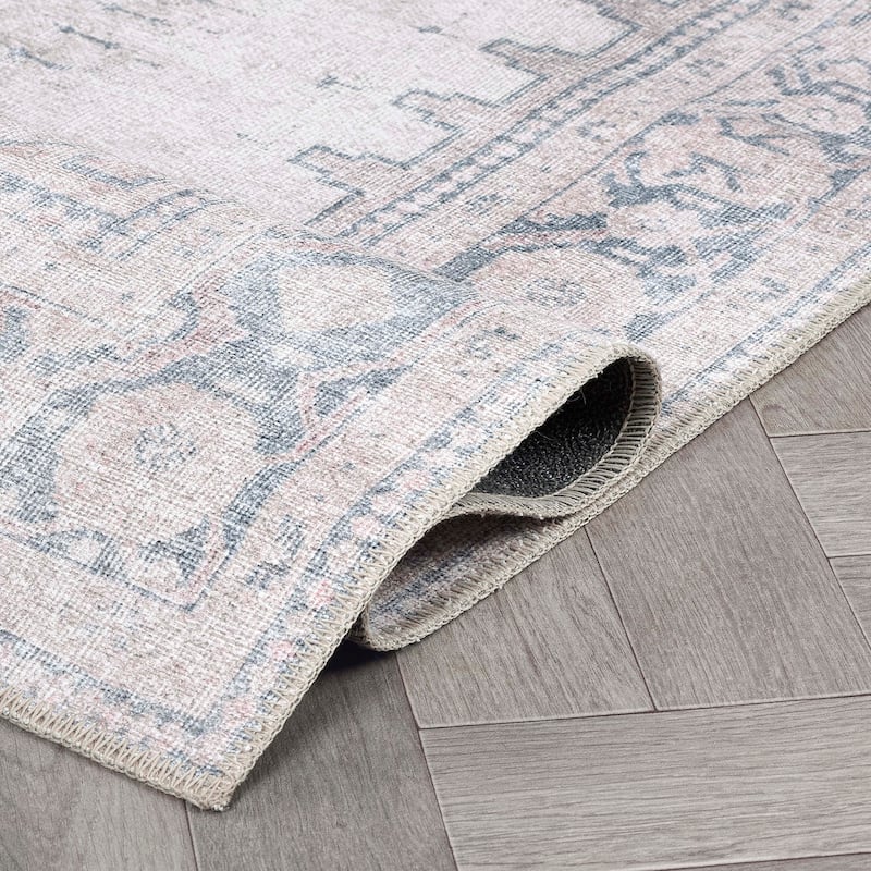 World Rug Gallery Vintage Bohemian Machine Washable Non Slip Area Rug