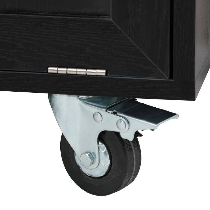 Mobile Kitchen Cart with Pull Out Dining Table Storage Drawers and Spice Rack