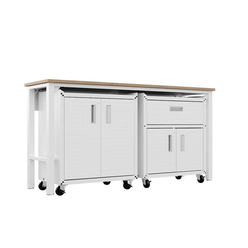 3-Piece Fortress Mobile Space-Saving Garage Cabinet and Worktable 2.0