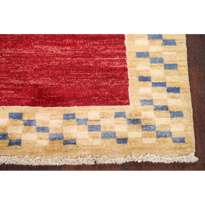 Bordered Gabbeh Kashkoli Oriental Wool Runner Rug Hand-knotted Carpet - 2'8" x 9'10"