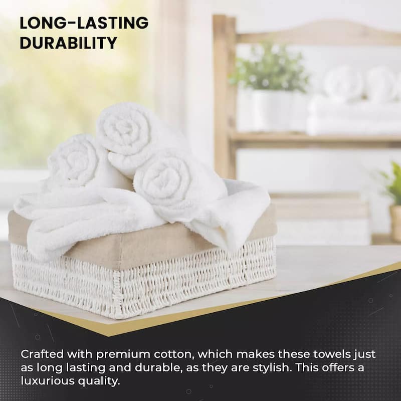 Luxurious Cotton Hand Towels 6 Pack Set (16 x 32 inches) Soft and Absorbent 600 GSM Towels for Bathroom, Gym, Shower, Hotel, Spa