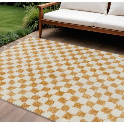 HomeRoots Geometric Transitional Rectangle Outdoor Rug