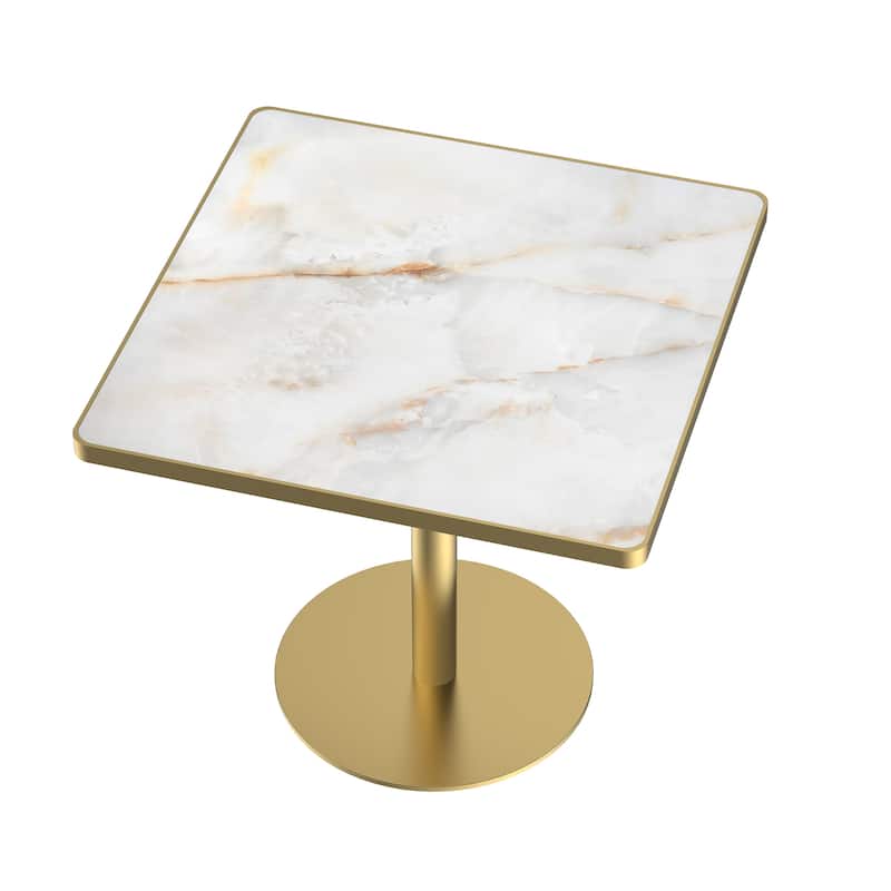 Square Modern Dinning Table 31.5 inches Bistro Table Tulip Table with Faux Marble top, Sturdy Metal Frame Diameter
