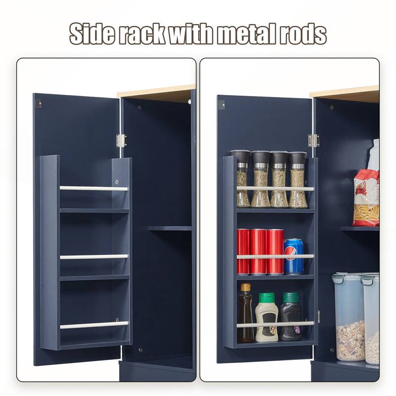 53inch Kitchen Storage Islands with Drawers and Trash Can Storage
