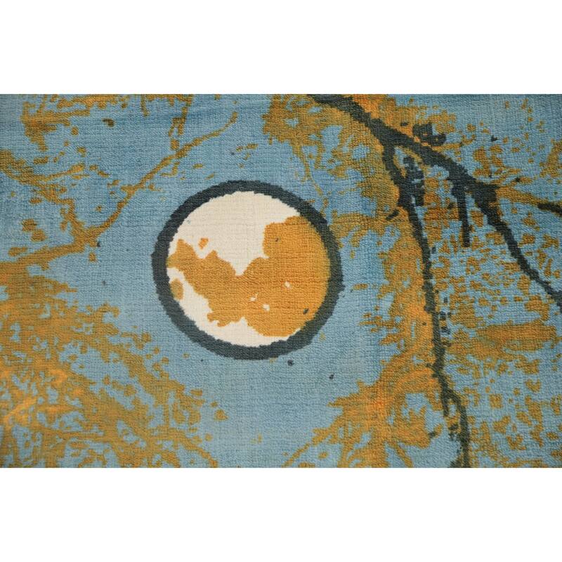 Hand Knotted Oriental Viscose Silk Carpet Modern Pictorial Oranges & Rust Abstract Area Rug - 7' 10'' X 5' 8''