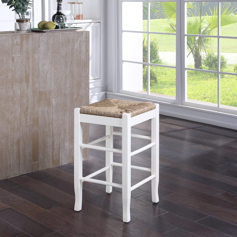 SQ Rush Backless Wood 24-inch Counter Stool - Cream