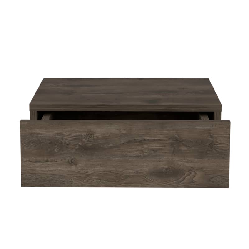 Floating Nightstand 5"H, Modern Wall-Mounted Bedside Shelf with Drawer, Dark Brown