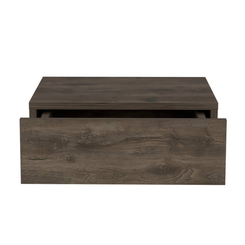 Modern Wall-Mounted Bedside Shelf with Drawer, Dark Brown