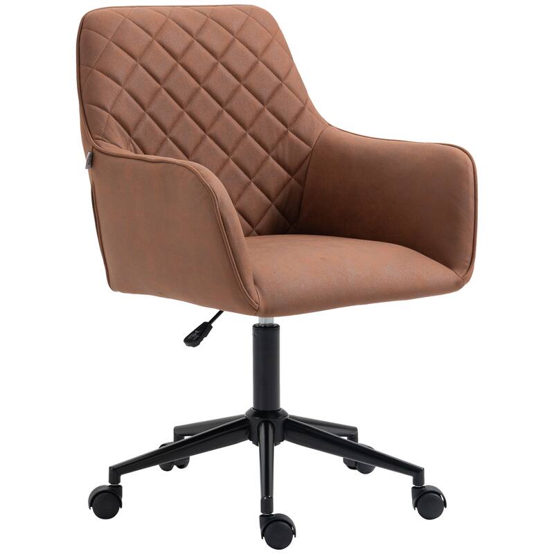 Home Office Chairs with Microfiber Cloth, 360° Swivel Upholstered Vanity Chairs, Computer Desk Chair with Armrests and Wheels