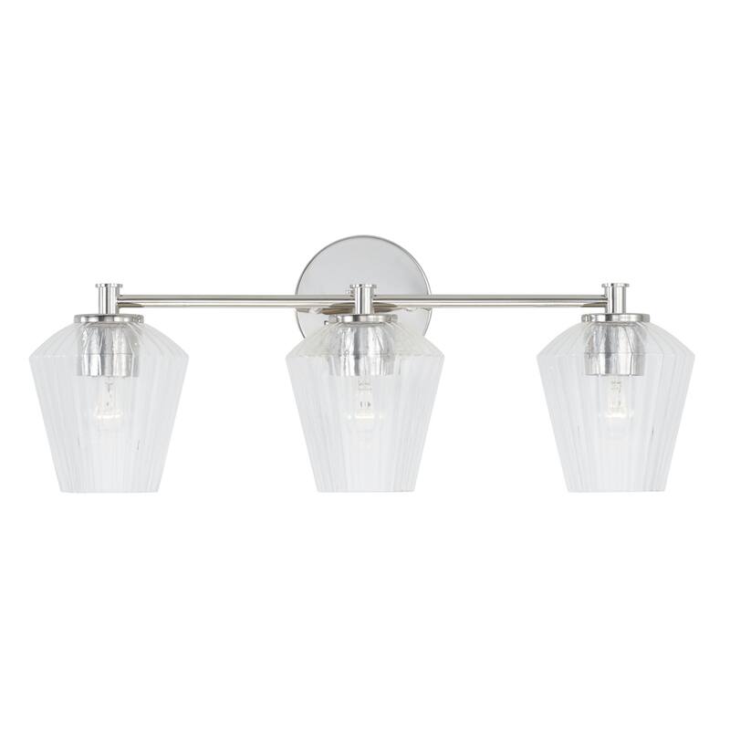 3-light 24-inch Bath/ Vanity Fixture w/ Clear Fluted Glass