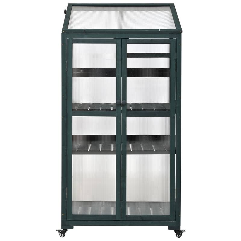 62" Portable Cold Frame Greenhouse with Wheels & Adjustable Shelves