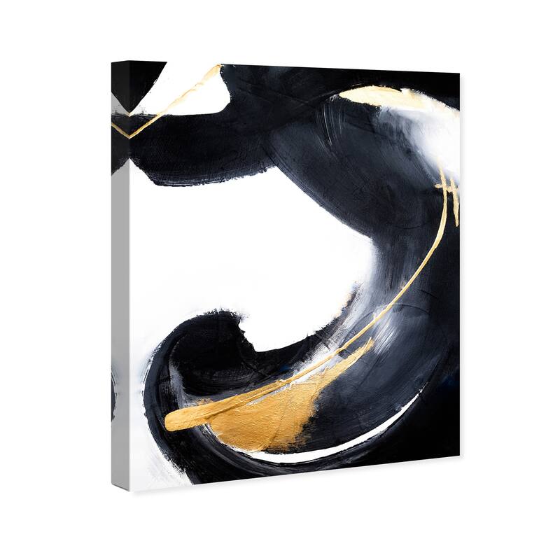 Wynwood Studio Abstract Stormy Black and Metallic Gold Modern & Contemporary Wall Art Canvas Print