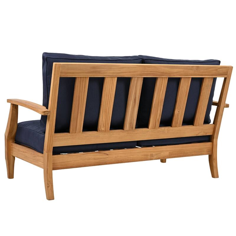 SAFAVIEH Couture Martinique Wood Patio Loveseat - 56"W x 35"D x 32"H