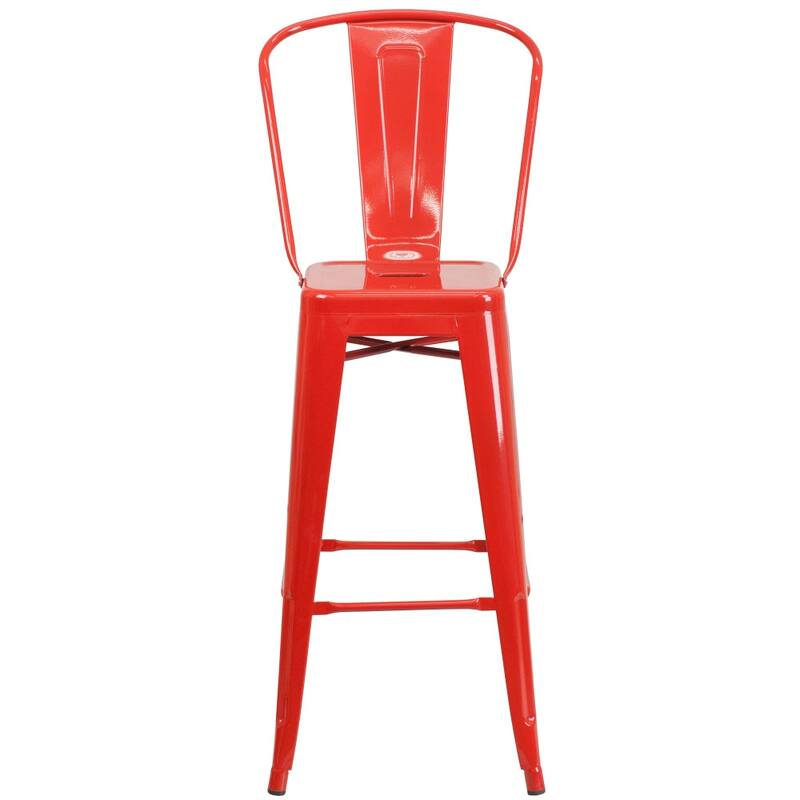 4 Pack 30" High Metal Indoor-Outdoor Barstool with Back - Kitchen Furniture
