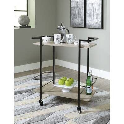Ashley Furniture Waylowe Brown/Black Bar Cart - 32"W x 16"D x 36"H