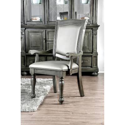 Set of 2 Leatherette Arm Chair in Gray and Silver