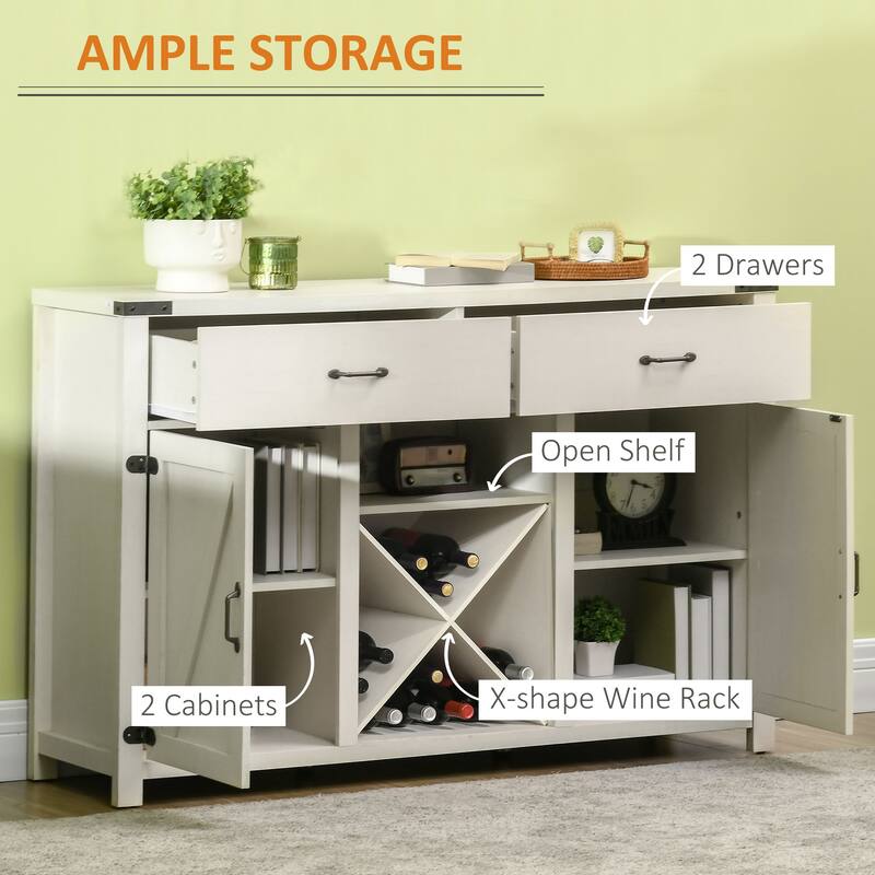 HomCom Wooden Farmhouse Sideboard Storage Buffet Cabinet