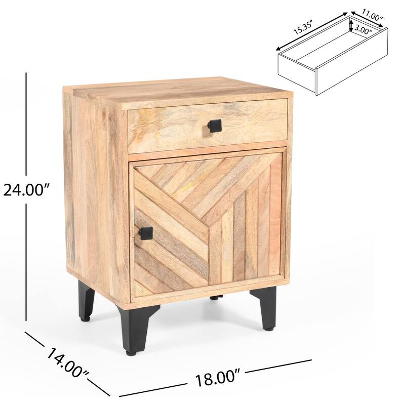 Christopher Knight Home - Harper Handcrafted Natural Finish Solid Wood Nightstand with Drawer