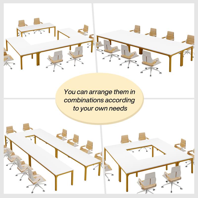 Long Conference Table Set of 4, 13FT Large Rectangle Meeting Seminar Table, 78.74-Inch Business Tables