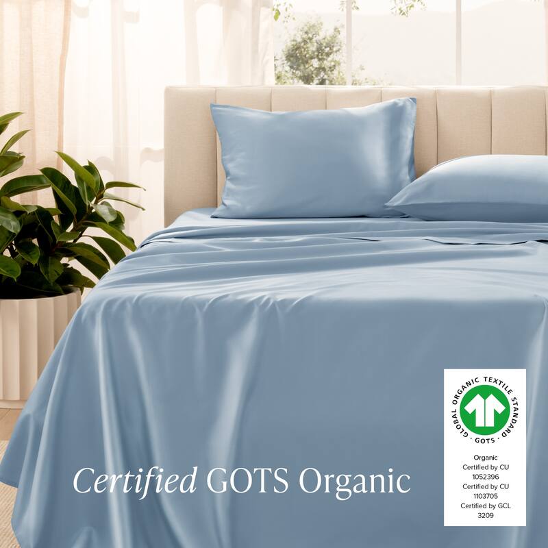 Bare Home Organic Cotton Sheet Set - Silky Smooth Sateen Weave