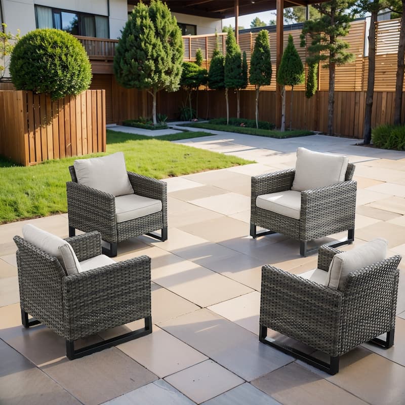 Bistro Set 3 Piece Outdoor Wicker Patio Chairs - Beige - Beige