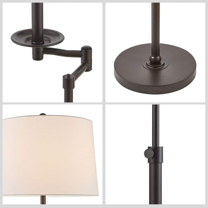 KAWOTI 64.5 inch Adjustable Height Swing Arm Floor Lamp with Shade