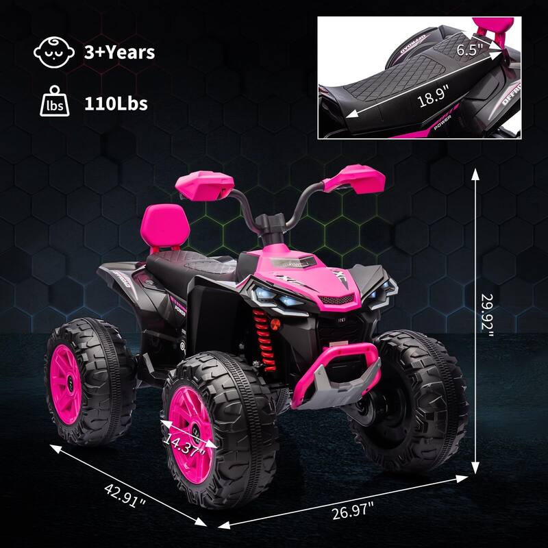 24V Ride on ATV for Kids, 2 Seater Electric Quad Car