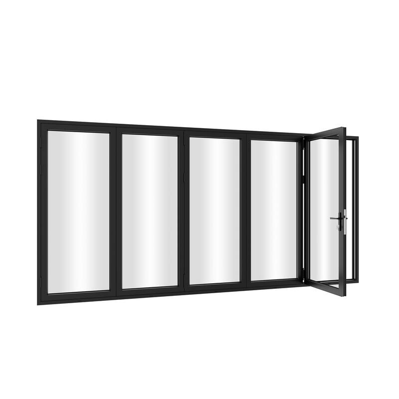 KaMic 144" x 80" 5-Panel Aluminum Patio Folding Door Right to Left-Outswing