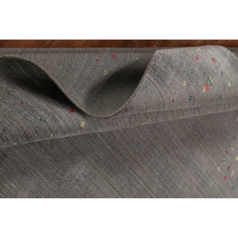 Tribal Gray Gabbeh Oriental Area Rug Hand-Knotted Wool Carpet - 6'1"x 8'6"