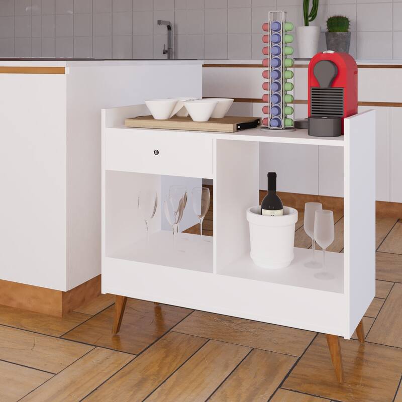 Boahaus Bar Cabinet Modern Wood Storage Shelves - White