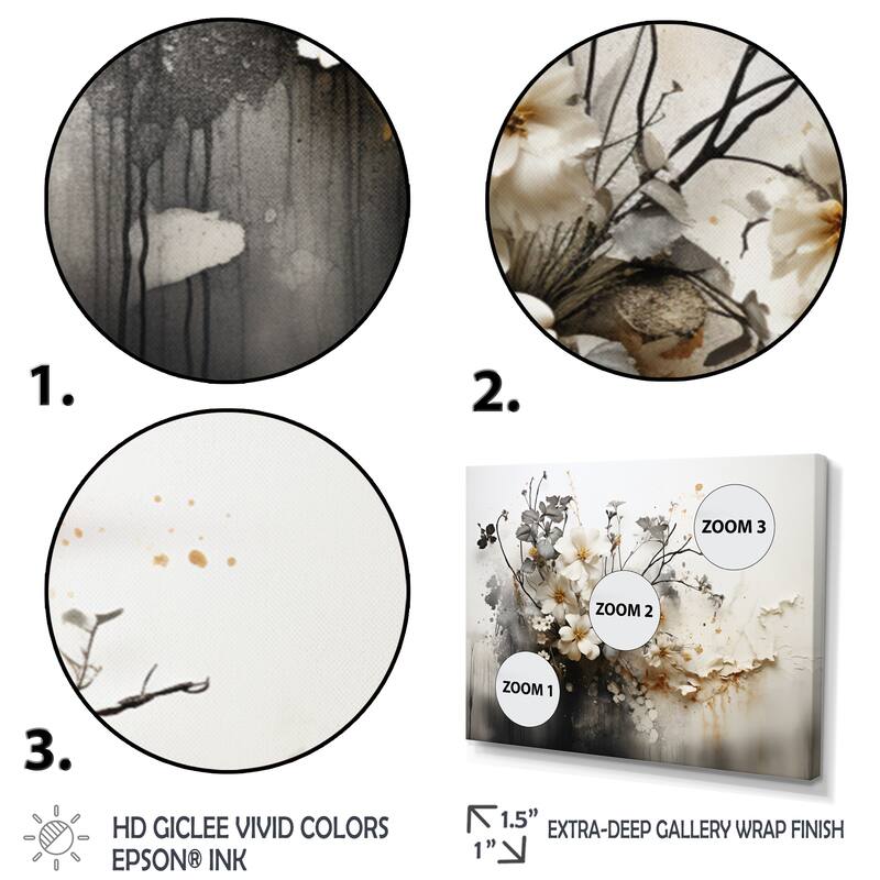 Designart "Bohemian Earthly Floral Collage I" Abstract Wall Art Living Room