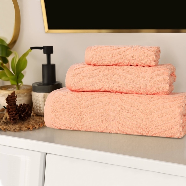 Superior Chevron Zero Twist Jacquard Cotton 3 Piece Bathroom Towel